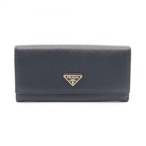 Prada SAFFIANO TRIANG Bi-fold Long Wallet in Saffiano Leather, Women's, Black...